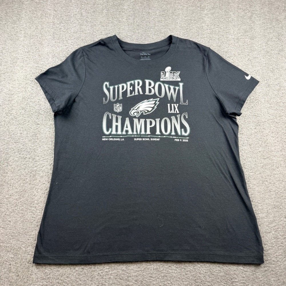 Nike Philadelphia Eagles Super Bowl LIX Champions T-Shirt Men's XL Black NFL Tee